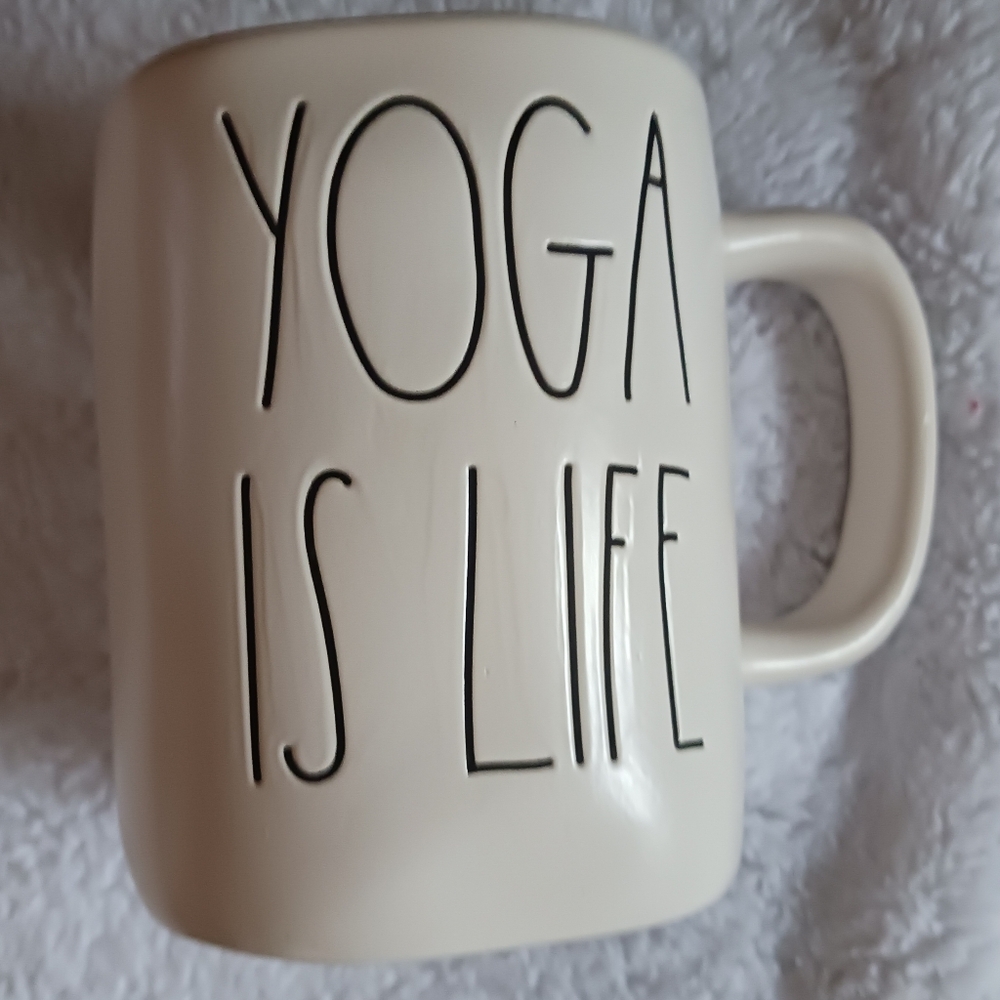 EUC Rae Dunn Yoga Is Life Ceramic Coffee Cup Mugs 115